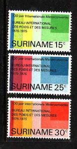 Suriname-Sc#421-3-unused NH set-Meter Convention-1975-