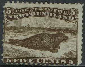 NEWFOUNDLAND 1865 SEAL 5C BROWN NO GUM 