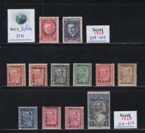 WC1_31614. ALBANIA. Nice pair of 1928 sets. Sc.208-209, 210-217. MH