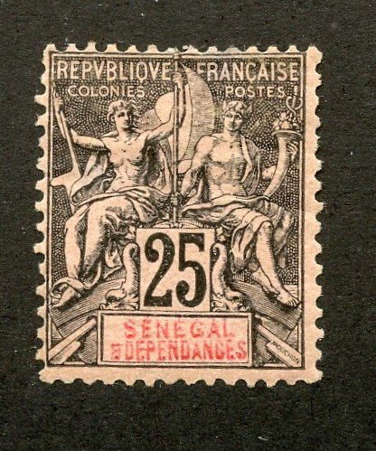 Senegal, Scott #45, Unused, Hinged, faulty with thin