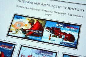 COLOR PRINTED AUSTRALIAN ANTARCTIC 1957-2020 STAMP ALBUM PAGES (44 illus. pages)