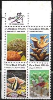 U.S. #1827-30  Coral Reefs.  block of 4 MNH