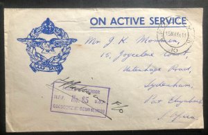 1941 British Army Field post Active Service Cover To Port Elizabeth South Africa