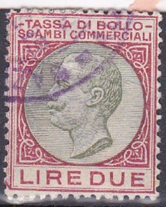 Italy 1932 Revenue Stamp Tassa di Bollo Scambi Commerciali 2L Used.