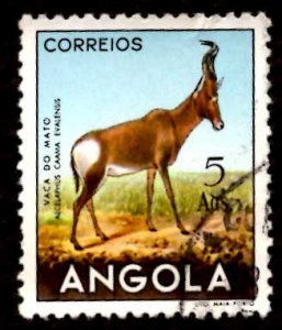 Angola 1953 African Hartebeest Wild Animals 5a Scott.376 Used (#3)