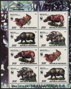 Indonesia 1996 MNH Stamps Mini Sheet Scott 1673 Animals Rhinoceros