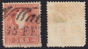 Austria - 1858 - Scott #9a - used - Type I - Villach script pmk Italy