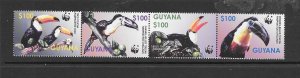 BIRDS - GUYANA #3792 (ROW 2) TOUCAN WWF MNH