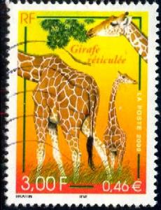 Giraffe, France stamp SC#2777 used