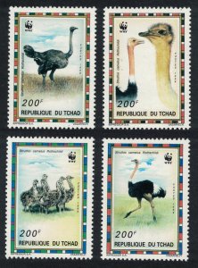 Chad WWF Birds North African Ostrich 4v 1996 MNH SC#693 a-d MI#1370-1373