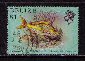 BELIZE Sc# 711 USED FVF Perf15 Tail Snapper Fish Coral Reef