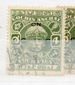 India Cochin 1942-43 Early Issue Fine Used 4p. Optd NW-16237