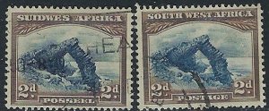 Southwest Africa 116a-b Used 1931 issues (ak3183)