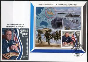 SIERRA LEONE 2017   135th BIRTH OF FRANKLIN D ROOSEVELT SOUVENIR SHEET FDC