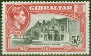 Gibraltar 1938 5s Black & Carmine SG129a P.13.5 V.F MNH