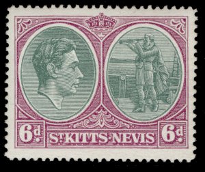 ST KITTS-NEVIS GVI SG74c, 6d green & purple, M MINT. Cat £10.