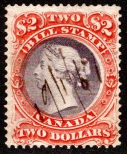 van Dam FB35, $2, red & violet centre, p.12, Used, Canada, 1865 2nd Bill Issue