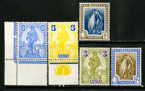 Malta Stamps # 105+107-10 VF OG NH Scott Value $70.00