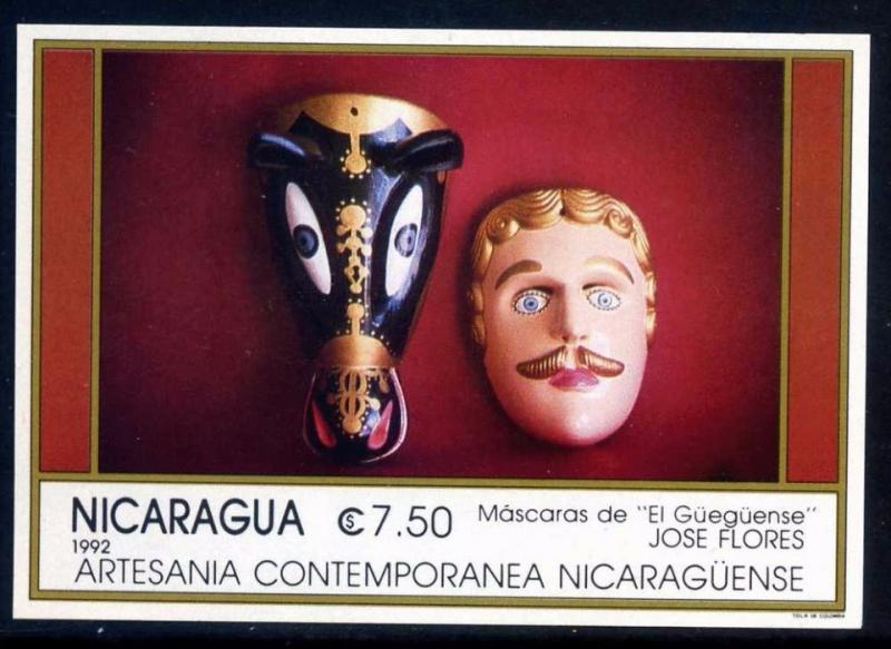 NICARAGUA 1992 CONTEMPORARY PAINTINGS CONTEMPORARY ART - MASKS MAN HORSE  MNH