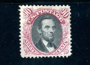 USAstamps Unused VF US 1869 Pictorial Issue Lincoln Sct 122 RG MLH +Grill +Cert