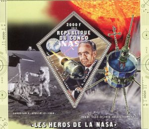 Congo 2014 SPACE NASA APOLLO Kurt H.Debus s/s Perforated Mint (NH)