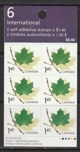 2003 Canada - Sc 2014a -MNH VF-Complete Booklet (BK283)-Green Maple Leaf on Twig