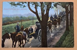 1918 WW1 Imperial German Field Artillery Soldiers March Color Military Postcard