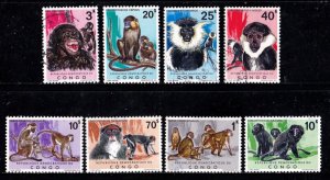 Congo, (DR) stamps #735 - 744, Mint & used, missing some, Monkeys, CV $35.90