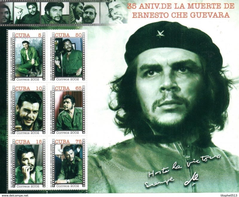 Cuba RARE! Sc# 4247a (4242-7) ERNESTO CHÉ GUEVARA Che SOUVENIR SHEET 2002 MNH
