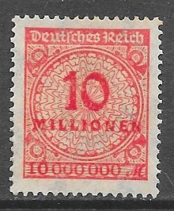 Germany 286: 10mil m Numeral, unused, NG, F-VF