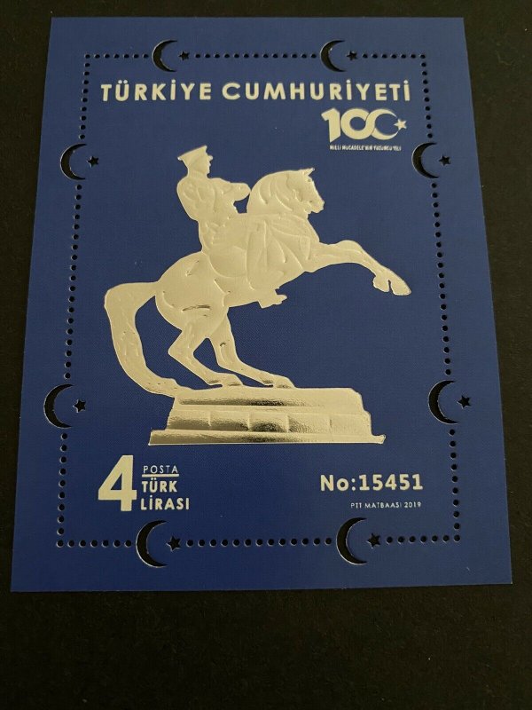 TURKEY 2019 (NUMBERED BLOCK) - CENTENARY OF    INDEPENDENCE WAR, ATATURK, HORSE