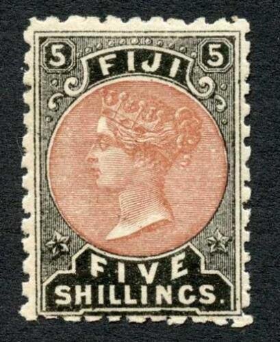 Fiji 1882 5s dull red and black perf 10 SG69 VFM cat 70 pounds 