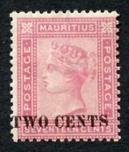 Mauritius SG119 2c on 17c Rose Fresh M/M (expertized on reverse) cat 150 pounds