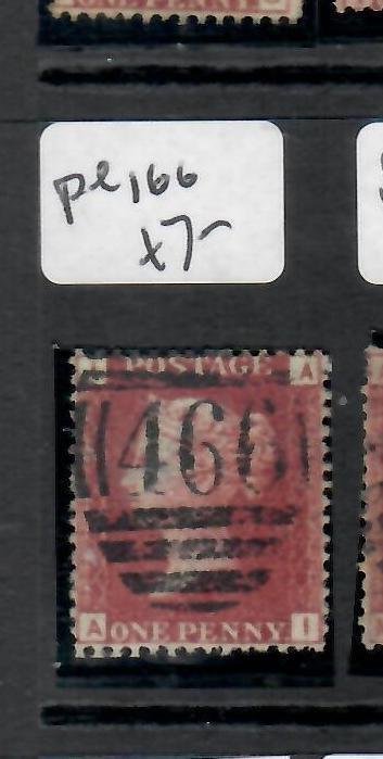 GREAT BRITAIN QV 1D RED PERF SC 33  SG 43 PLATE 166  #466 CANCEL VFU  PPP0612H