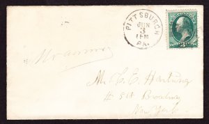 Cover, Pittsburgh, PA, 1870s, Large Solid Cross Fancy Cancel