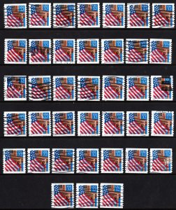 SC#2915A 32¢ Flag Over Porch Coil Singles (1996) Used Lot of Thirty Eight Stamps