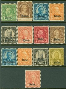 EDW1949SELL : USA 1929 Scott #658//78. 13 Diff. values from Kansas-Nebraska set.