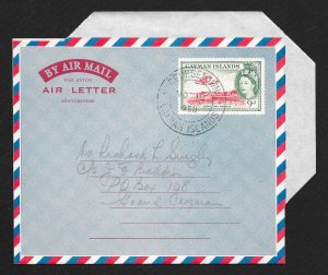 CAYMAN ISLANDS Aerogramme 9d Georgetown Harbor & Queen 1958 Georgetown cancel!