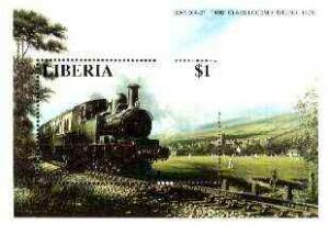 Liberia 1995 Locomotives $1 m/sheet (GWR 0-4-2 1400 Class...