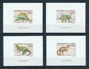 [105485] Congo Brazzaville 1999 Prehistoric animals dinos 4 Single sheets MNH