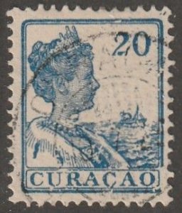 Curacao, stamp, scott#64,  used,  hinged,  20,  cent,  blue