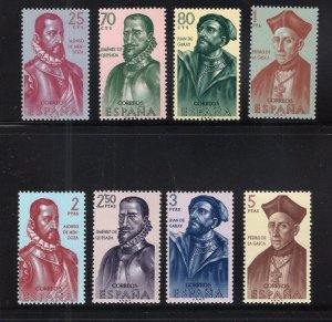 Spain   #1131-1138  MNH   1962  builders of the new world.  portraits