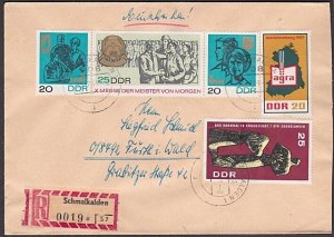 EAST GERMANY 1968 registered cover - nice franking - ships railway.........a3552