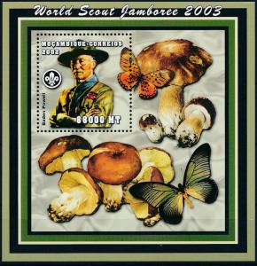 MOZAMBIQUE SHEET BADEN POWELL SCOUTS BUTTERFLIES MUSHROOMS