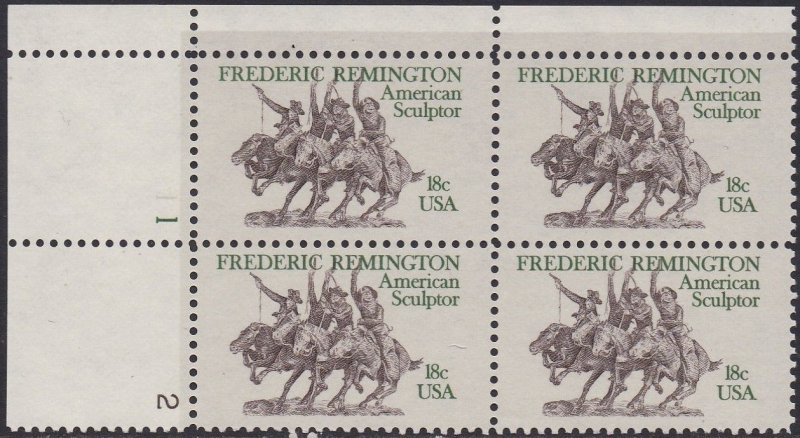 1934 Frederic Remington Plate Block MNH