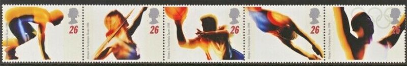 GB MNH Scott 1688-1692, 1996 Summer Olympic Paralympic, strip of 5
