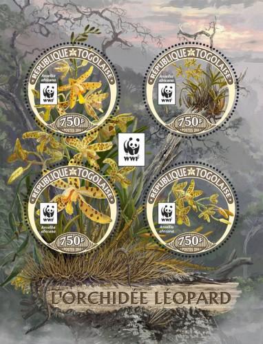 TOGO 2016 SHEET WWF LEOPARD ORCHIDS ORCHIDEES FLOWERS FLEURS WILDLIFE tg16423a