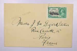 Malta 1935 Printed Matter Cover to Paris - L40518