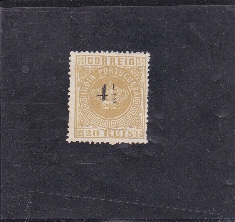PORTUGUESE INDIA CROWN SURCHARGED 4 1/2 r. s/20R. (1881-83)   MH perf. 13,5