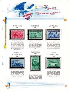 U S 1952 Commemorative Mint NH Year Set on White Ace Album Pages - 2 Scans